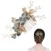 FERCAISH Wedding Hair Comb Flower Crystal Bridal Hair Accessories Pearl Leaf Headpiece for Wedding Bride Bridesmaid (Green) Mint Green