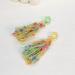 Feyley Star Shape Earrings | Pink Green Wool Thread Quasten Ohrrings | Colorful Ear Drops for Women - Buy Online on GoSupps.com