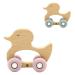 Kikkaboo wooden toy with silicone teething ring duck beechwood teething ring from 12 months colors: pink
