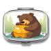 Pill Box Bear Eats Honey Print 2 Compartment Medicine Pill Case Pill Organizer Decorative Metal Portable Pill Box for Pocket Or Purse