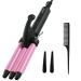 3 Barrels Mini Hair Waver for Short & Medium Hair 13MM Curling Iron Curling Wand 0.45lb Lightweight Mini Size Hair Curler Travel Friendly-Pink