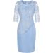 Women's Plus Size Floral Lace Sheath Dress - XXL Blue-1 | Knee Length Work Casual Party Cocktail Dress - Buy Online on GoSupps.com