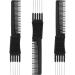 3 Pack Carbon Lift Teasing Combs with Metal Prong, Salon Teasing Back Combs Carbon Comb with Stainless Steel Lift (Black)