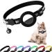 Airtag Cat Collar Air tag Cat Collar with Bell and Safety Buckle in 3/8" Width Reflective Collar with Waterproof Airtag Holder Compatible with Apple Airtag for Cat Dog Kitten Puppy (Black)