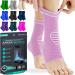 Modvel Foot & Ankle Brace Socks for Sprained Ankle Compression Sleeve - Ankle Support for Women & Men - Tendonitis & Arthritis Ankle Brace Sports Running Torn Ligaments & Women E Pink Medium