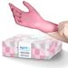 Hand-E Touch Pink Nitrile Disposable Gloves - Esthetician, Nail Tech, Hair Dye & Stylist, Cleaning Gloves 100 Small