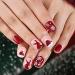 Vatocu Christmas False Nails Short Red Press on Nails Snowflakes Elk Fake Nails Snowman Acrylic Stick on Nails for Women and Girls(24pcs)