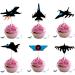 18pcs Military Airplane Cupcake Toppers Fighter Jet Party Supplies for Men Boy Air Force Party Decorations Black Blue Glitter Travel Theme Cool Plane Aircraft Cake Decor - Buy Online on GoSupps.com
