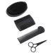Beard brush kamm set with styling comb stainless steel scissors for simple beard care-ergonomic handle-soft bristles-W- O- D-shaped beard types
