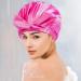 2 Pack Satin Lined Shower Caps for Women and Kids - Waterproof & Adjustable Hair Cap for Long Hair - Reusable Bath Hat - Black and Rose Red - Buy Online on GoSupps.com