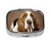 Basset Hound Printing 2 Compartment Small Pill Case Cute Small Pill Box Purse Pill Boxs Travel Pill Organizer for Pocket Purse and Travel Gifts