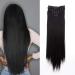 23" Clip in Hair Extensions Jet Black 100% Synthetic Hairpiece Extension 8pcsHair Pieces Long Straight 23 Inch Straight #Jet Black