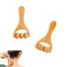 Massage roller wood roller massage device with handle massage roller roller roller roller roller legs T-shape massage device massage scooter set wood two wheels and three wheels for hand neck abdominal massage (2 pieces)