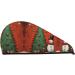 Snowman Christmas Tree Coral Velvet Dry Hair Cap - Anti Frizz Curly Hair Drying Cap with Buttons for Long & Thick Hair - Buy Online on GoSupps.com