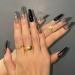 Glitter Black French Press on Nails with Nail Glue - Long Ballerina Artificial Manicure for Women and Girls - Buy Online on GoSupps.com