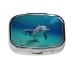 Dolphins Underwater Printing 2 Compartment Small Pill Case Cute Small Pill Box Purse Pill Boxs Travel Pill Organizer for Pocket Purse and Travel Gifts