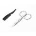 Small Curved Groom Scissor Mini Mustache Scissor for Men Beauty Trimmer Scissor for Women Eyebrow Nose hair Facial Hair False Lash Biniki Cotton Pad- 3.7Inch (Scissor + Mini Comb) Scissor + Comb