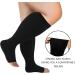 Plus Size Compression Socks for Women & Men - Wide Calf 20-30 mmHg Knee High - Toeless Open Toe - Medical Circulation Support - 7X-Large Black - Buy Online on GoSupps.com