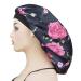 Satin Silk XL Bonnet for Long Hair | Women's Large Black+Rose Night Sleep Cap - Buy Online on GoSupps.com