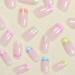 24Pcs Short French False Nails with Colorful Edge Design - Square Fake Nails for Women - Multicoloured Cute Nail Set with Glue - Buy Online on GoSupps.com