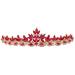 Beaupretty Women Wedding Crystal Leaves Crown Headband Bridal Headpiece Wedding Headband for Women White Red