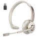 Wireless Headset, Bluetooth Headphones with Microphone Noise Canceling with USB Dongle & Mic Mute, Trucker Bluetooth Headset for Cell Phone Computer Office Call Center Skype Zoom Conference White Gold