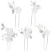 5 Piece Silver Flower Hair Pins for Brides - Pearl Wedding Hair Accessories & Clips - Buy Online on GoSupps.com