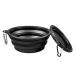PhoneNatic Foldable Silicone Dog Bowl in Black Travel Bowl for Dogs and Cats with Carabiner 350ml Black S