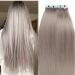 SEGO Tape Extensions Real Hair 20 Wefts/30g Adhesive Tape Hair Extension Hairpieces 100% Remy Human Hair Glue Grey 22"(55cm)-30g