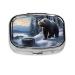 Winter Bear Printing 2 Compartment Small Pill Case Cute Small Pill Box Purse Pill Boxs Travel Pill Organizer for Pocket Purse and Travel Gifts