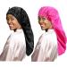 Ladaypoa 2 pieces long satin hair hood girls silky hat women long satin hood sleeping hat to sleep extra big satin sleeping cap for long curly hair protection unit size black+rose red