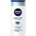 Nivea men sensitive 3in1 shower gel (1 x 250 ml) men's shower gel for sensitive skin mild cleaning agents for body hair and face shower soap with bamboo extract 250 ml (1 Pack)
