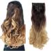 SEGO Clip in Extensions 8 Wefts Hair Extension Hairpiece 18 Clip Wavy Synthetic Hair Cheap Dark Brown to Ash Blonde 24"(61cm)