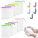 Utmach 20 pieces Colorful soap bag nylon facial cleaning Seifennetlet Nylon foam Seifennetz soap mesh pocket with cord strain soap bags with 5 self -adhesive hooks for swimming facial cleaning