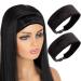 Ecojunmi Velvet Elastic Wig Headband  2 Pcs Comfortable Adjustable Band For Wigs Non-Slip Good Grip Hair Band (black)