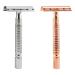 PACKOVE Manual Razor 2PCS Double Safety Razor Metal Razor Manual Shaver Shaving Razor Body Hair for Back Hair Shaving Body Shaving Rose Gold Silver