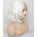 BLUPLE Short Wavy Bob Style White Lace Front Wig 12 Inches - Platinum White Loose Wave Curly Synthetic Hair Replacement Full Wig for Women - Buy Online on GoSupps.com