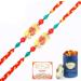 Ghasitaram Gifts Rakhi for Brother Rakhis Online - Set of 2-2K-257 Om Rakhis with 100 GMS of Dryfruits Mix Can 200 GMS of Kaju katli 2 Rakhi & 100g Dryfruits Mix Can 200g Kaju katli