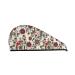 Hair Towel Wrap Hair Drying Towel with Button Towel Turban Head Towel to Dry Hair Quickly (Dark Enchanted Flowers and Birds)