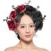 Black and Red Rose Flower Headband Rose Flower Crown Mexican Headpiece Floral Crown Garland Halo for Festival Wedding Party Halloween - Buy Online on GoSupps.com