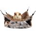 Small Pet Cage Hammock, 2 Tier Hanging Bed for Small Animals Pet Cage Hammock Accessories Bedding Chinchilla Parrot Sugar Glider Ferrets Rat Hamster Rat Playing Sleeping 13.38x 13.38 Brown