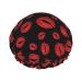 Red Lip Kiss Luxury Shower Cap Women Waterproof Reusable PEVA Lining Adjustable Elasticized Hem for All long Hair Bath Hat Color 4