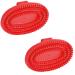 Kerbl rubber curry comb oval made of hard rubber - RED - double pack - 2 pieces