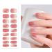 DMQ 18 Stickers Semi Cured Nail Wraps Soft Self-Adhesive Gel Nail Stickers(Rosy Cheeks) French Gel Nail Polish Strips Manicure Stickers Set Light Pink Gradient with Fine Shimmer Pink Smudge Glitter