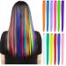 12 Pcs Colored Party Highlights Colorful Clip in Hair Extensions 22 inch Straight Synthetic Hairpieces for Women Kids Girls (A Rainbow)