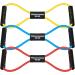 RENRANRING Figure 8 Fitness Resistance Bands with Handles - Exercise Tube Band Set of 3 for Arm and Shoulder Stretch Rope 8 Word Elastic for Women and Men Yellow Blue Red