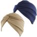 Beifon 2 pieces beanie hat turban women from elastic printed sleeping cap turban cap hat headscarf for hair loss hair loss Muslim unit size marine+khaki