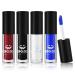 4PCS Black Blue White Liquid Lipstick Halloween Fake Blood Makeup Kit for Adults Smudge Proof Lip Gloss Long-lasting Lip Stain Suitable for Halloween Goth Makeup-Set A
