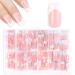 cobee Press on Nails Square Long  360 Pcs Coffin Fake Nails French Tip Nude Color False Nail Glossy Full Cover Glue on Nails Ballerina Nail Art Manicure Decorations for Women Girls(Rectangle)