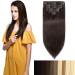 Clip In Extensions Human Hair Real Remy Human Hair Extensions Hair Extension 8pcs 18clips Straight 90g-40cm (#2 Dark Brown)